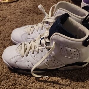 Jordan Kids White and Navy Sneakers